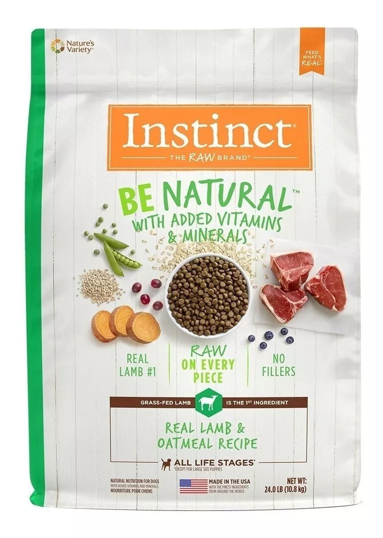 Alimento Instinct Be Natural Para Perro Adulto Todos Los Tamaños Sabor Cordero Y Avena En Bolsa De 24lb