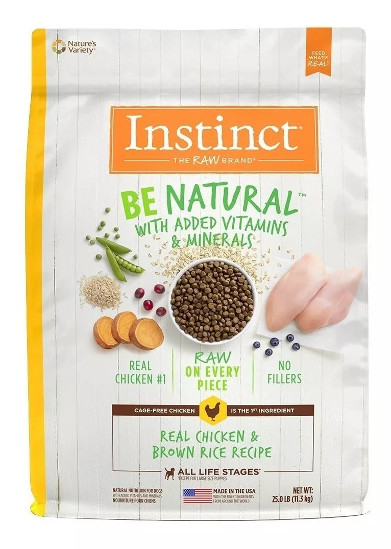 Alimento Instinct Be Natural Para Perro Adulto Todos Los Tamaños Sabor Pollo Y Arroz 25lb 11.3 kg