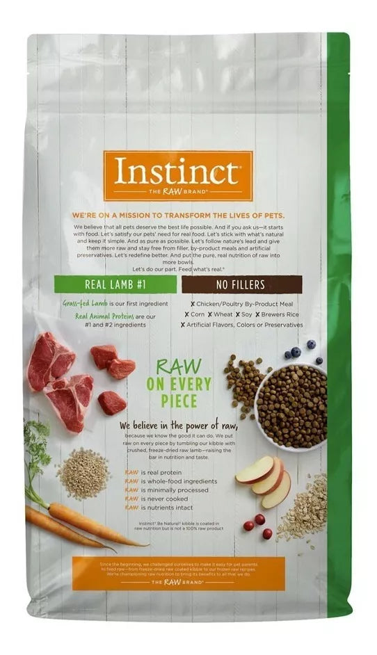 Alimento Instinct Be Natural Para Perro Adulto Todos Los Tamaños Sabor Cordero Y Avena En Bolsa De 24lb